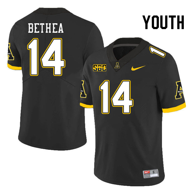 Youth #14 Jayden Bethea Appalachian State Mountaineers College Football Jerseys Stitched Sale-Black - Click Image to Close